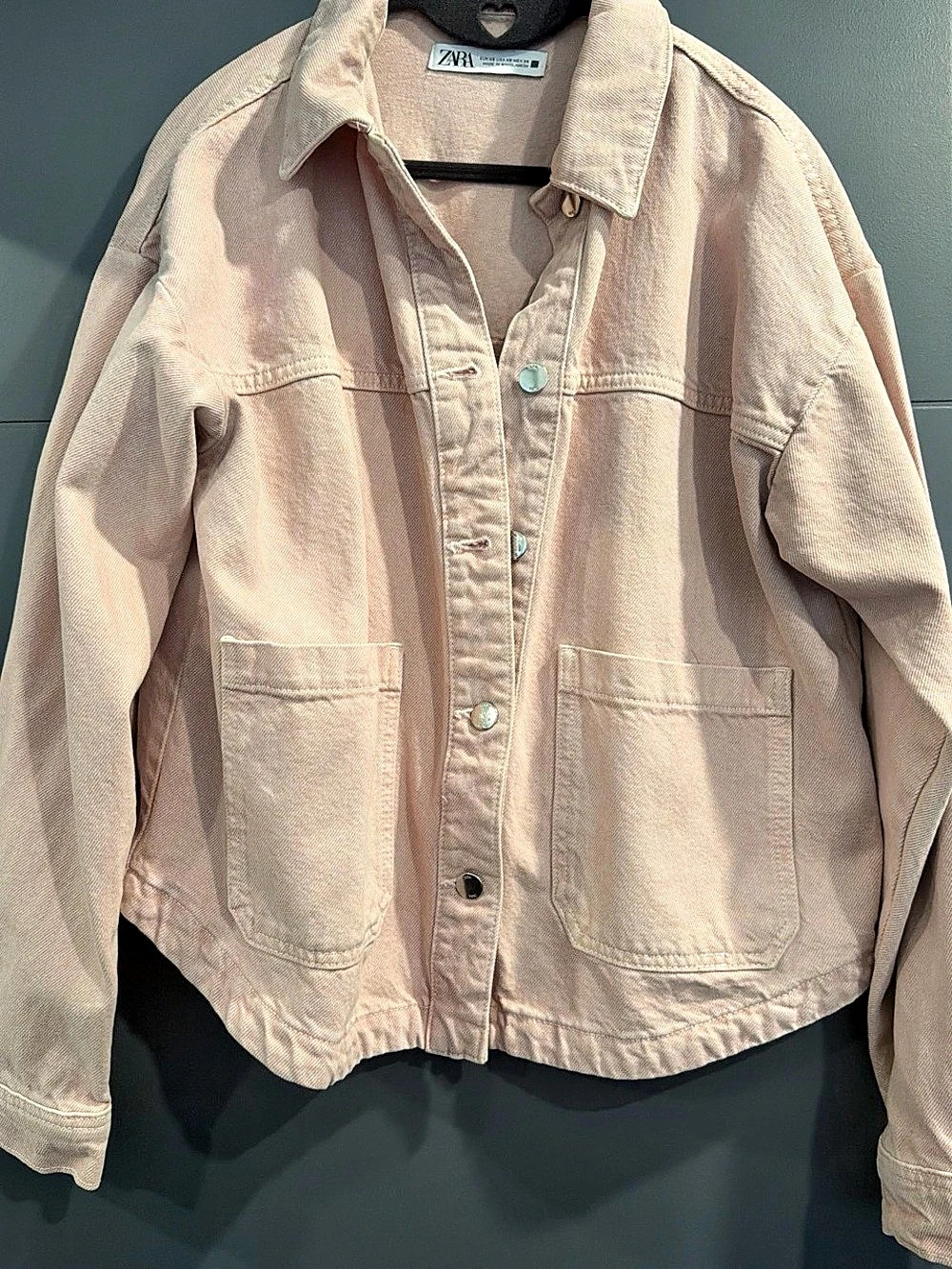 Zara Women's Pink Jean Jacket Size XS
